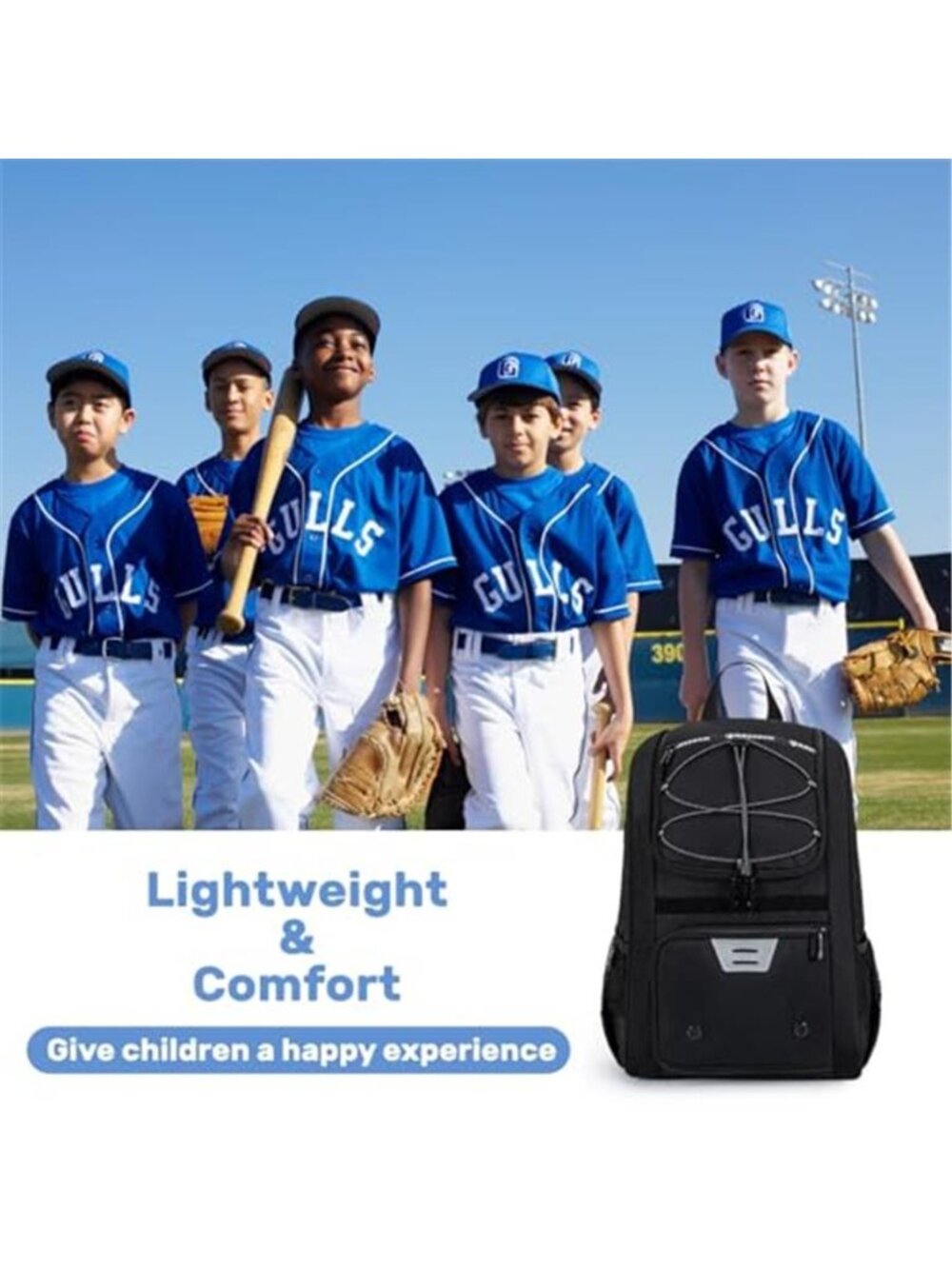 Youth Baseball Bag, Softball Bag for Girls & Boys, Kids T ball Backpack - Picture 7 of 7